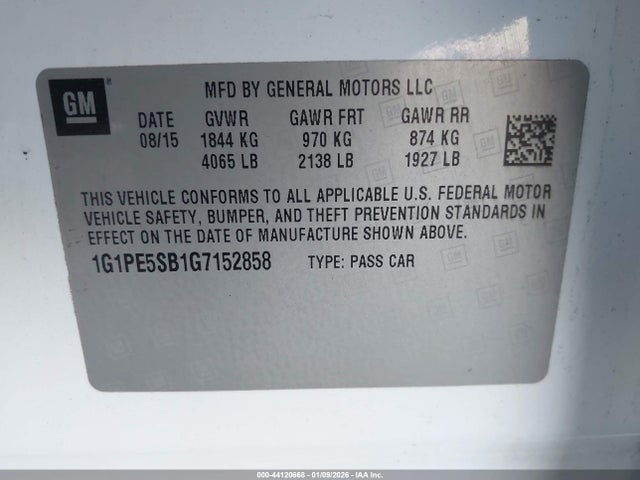1G1PE5SB1G7152858 Chevrolet Cruze Limited 1lt Auto