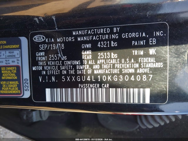 2019 KIA OPTIMA 5XXGU4L10KG304087 Photo 8