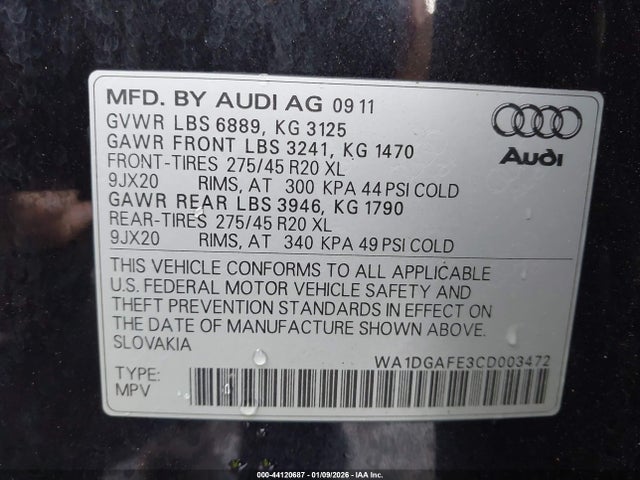 2012 AUDI Q7 WA1DGAFE3CD003472 Photo 8