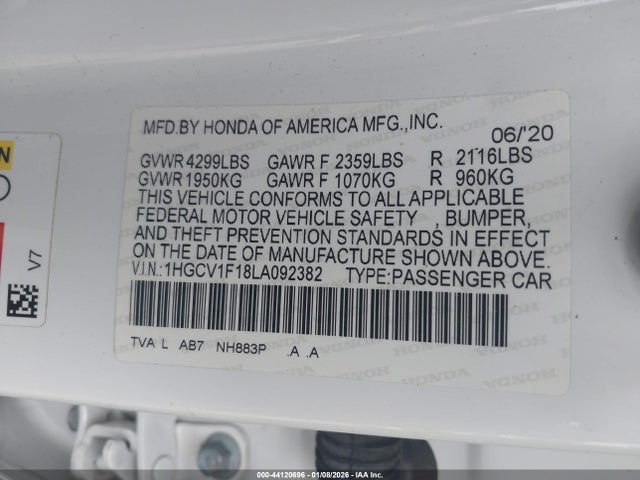 2020 HONDA ACCORD 1HGCV1F18LA092382 Photo 8