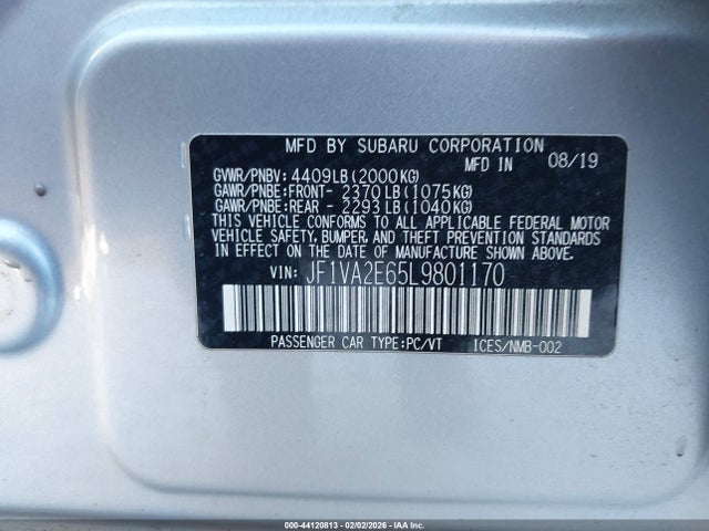 Subaru Wrx Sti 2020 JF1VA2E65L9801170 Image 9