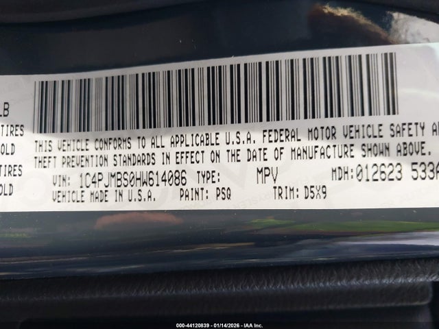 44120839 :رقم المزاد ، 1C4PJMBS0HW614086 vin ، 2017 Jeep Cherokee Trailhawk 4x4 مزاد بيع