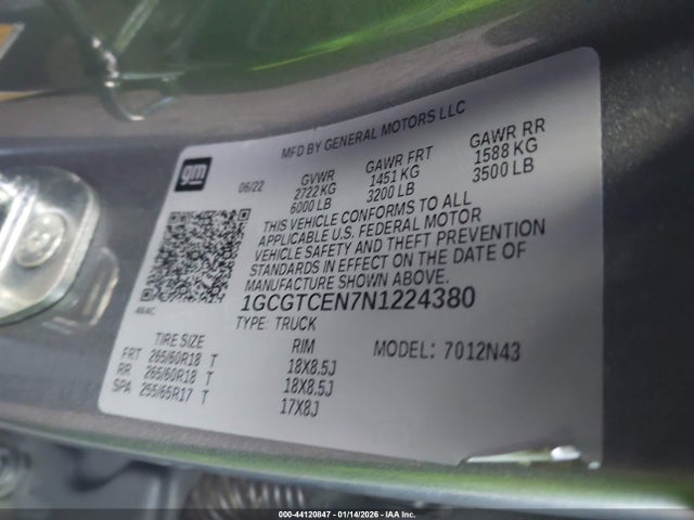 1GCGTCEN7N1224380 Chevrolet Colorado 4wd Short Box Lt