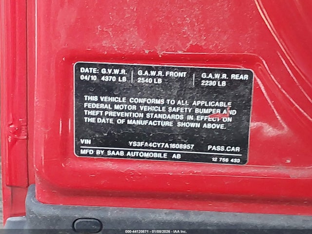 2010 SAAB 9-3 YS3FA4CY7A1608957 Photo 8
