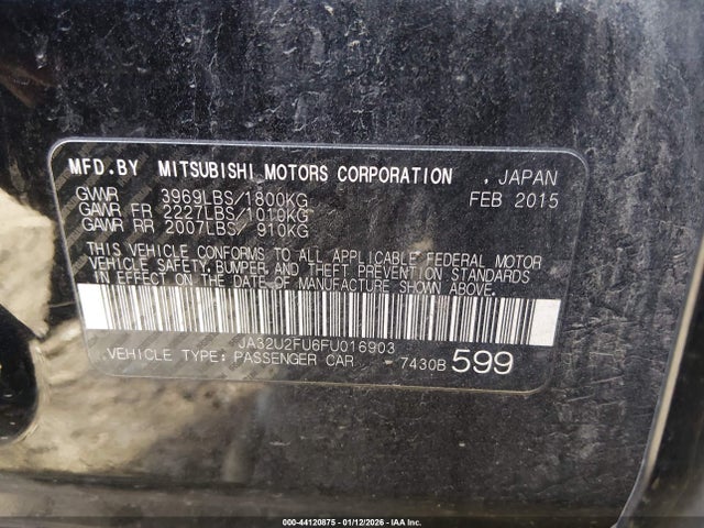 Продаж на аукціоні авто 2015 Mitsubishi Lancer Es, vin: JA32U2FU6FU016903, номер лоту: 44120875