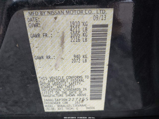 1N4AL3AP3EN227255 Nissan Altima 2.5 Sv