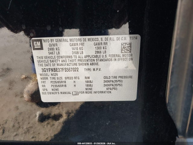 2015 CADILLAC SRX 3GYFNBE37FS567022 Photo 8