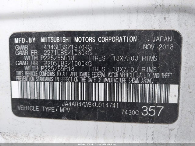 2019 MITSUBISHI OUTLANDER SPORT JA4AR4AW8KU014741 Photo 8