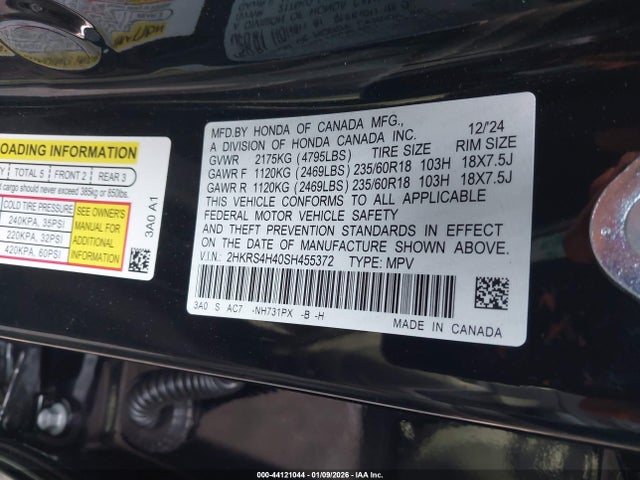 2HKRS4H40SH455372 Honda Cr-v Ex Awd