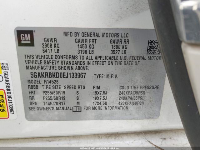 2014 BUICK ENCLAVE 5GAKRBKD0EJ133967 Photo 8