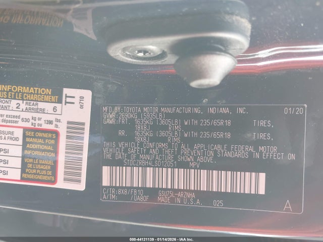 5TDCZRBH4LS012051 Toyota Highlander L