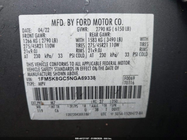 2022 FORD EXPLORER 1FM5K8GC5NGA69338 Photo 8