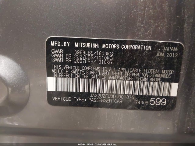 Продаж на аукціоні авто 2013 Mitsubishi Lancer Es, vin: JA32U2FU0DU001875, номер лоту: 44121245