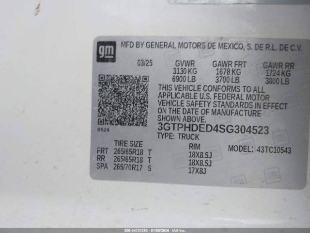 2025 GMC SIERRA 1500 3GTPHDED4SG304523 Photo 8