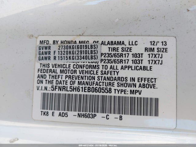 Honda Odyssey Ex-l 2014 5FNRL5H61EB060558 Image 9
