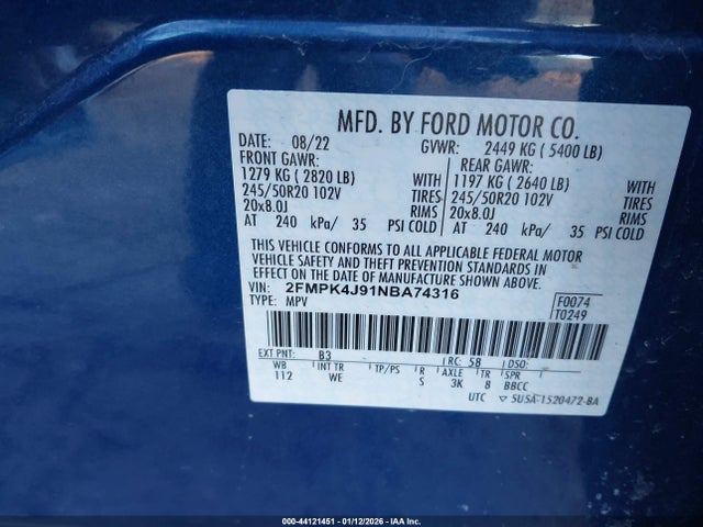 2022 FORD EDGE 2FMPK4J91NBA74316 Photo 8