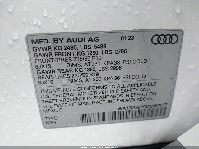 Продаж на аукціоні авто 2023 Audi Q5 Premium 45 Tfsi S Line Quattro, vin: WA1GAAFY2P2097077, номер лоту: 44121501