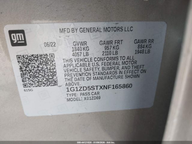 2022 CHEVROLET MALIBU 1G1ZD5STXNF165860 Photo 8