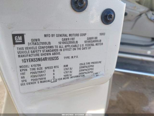 2004 CADILLAC ESCALADE 1GYEK63N64R169235 Photo 8