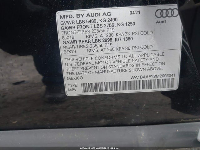 2021 AUDI Q5 WA1BAAFY8M2093041 Photo 8