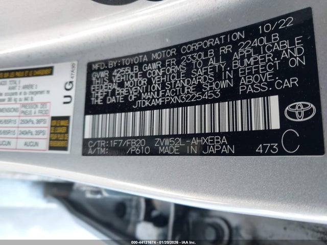 JTDKAMFPXN3225453 Toyota Prius Prime Le