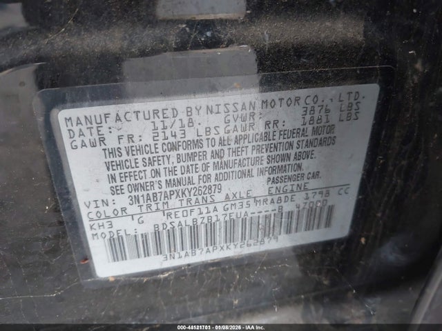 3N1AB7APXKY262879 Nissan SENTRA S