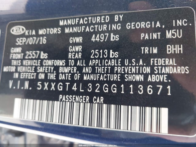 5XXGT4L32GG113671 KIA Optima Lx