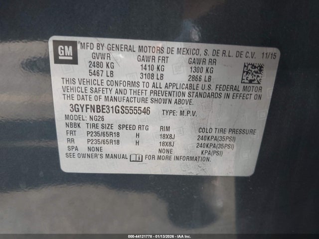 2016 CADILLAC SRX 3GYFNBE31GS555546 Photo 8