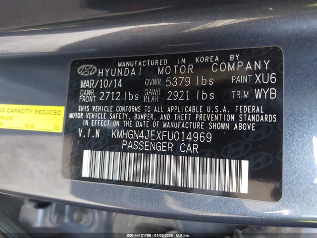KMHGN4JEXFU014969 Hyundai Genesis 3.8