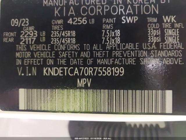 44121823 :رقم المزاد ، KNDETCA70R7558199 vin ، 2024 Kia Seltos Sx Turbo مزاد بيع