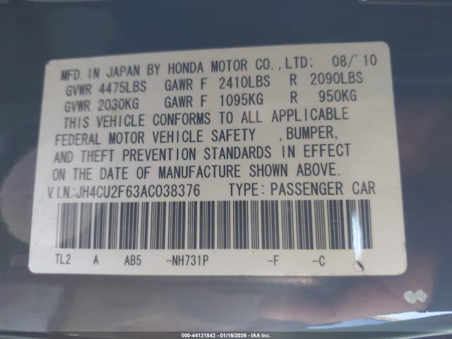 2010 ACURA TSX JH4CU2F63AC038376 Photo 8