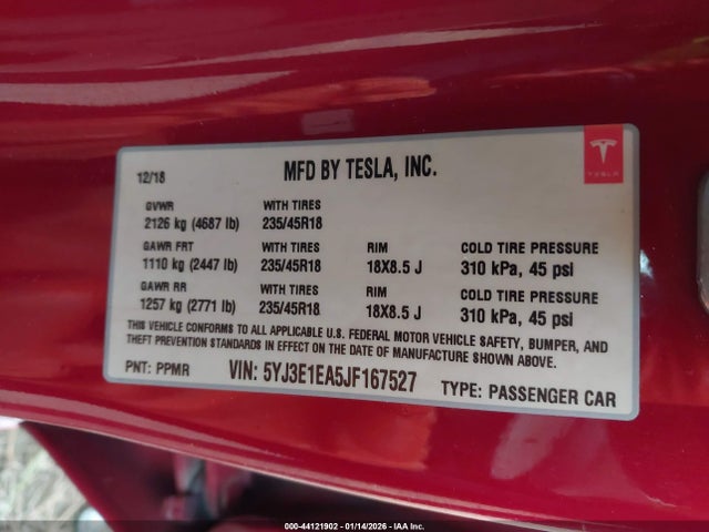 2018 TESLA MODEL 3 5YJ3E1EA5JF167527 Photo 8
