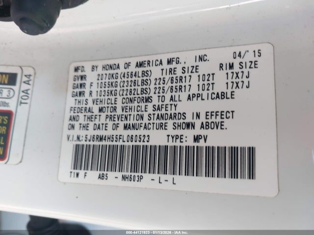 2015 HONDA CR-V 5J6RM4H55FL060523 Photo 8