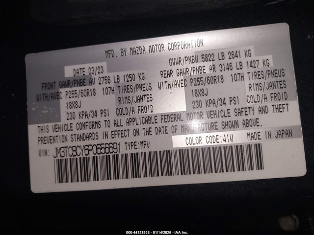 JM3TCBCY6P0656691 Mazda Cx-9 Touring