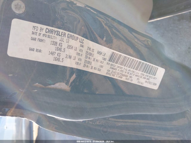 2012 Chrysler Town & Country Touring მანქანა იყიდება აუქციონზე, vin: 2C4RC1BG7CR400484, აუქციონის ნომერი: 44121975