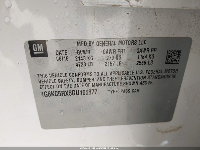 Продажа на аукционе авто 2016 Cadillac Ct6 Luxury, vin: 1G6KC5RX8GU165877, номер лота: 44121987