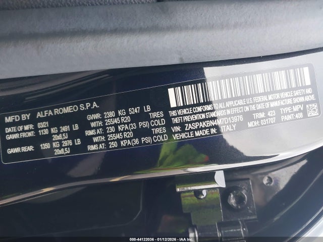 2021 ALFA ROMEO STELVIO ZASPAKBN4M7D13976 Photo 8