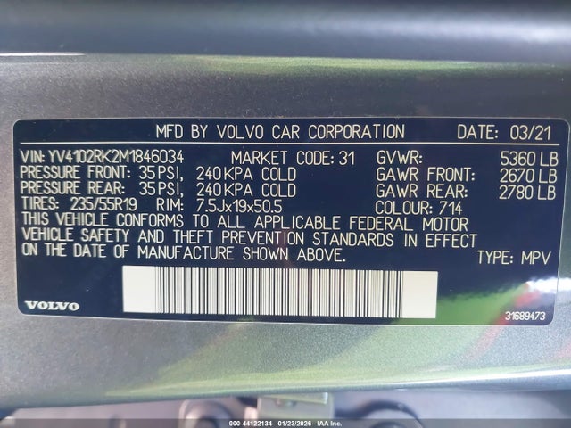 YV4102RK2M1846034 Volvo Xc60 T5 Momentum