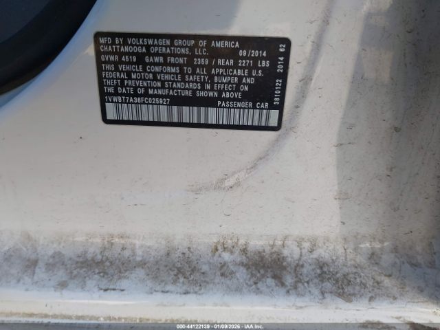 2015 VOLKSWAGEN PASSAT 1VWBT7A36FC025927 Photo 8