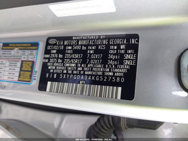 2019 KIA SORENTO 5XYPGDA34KG527580 Photo 8