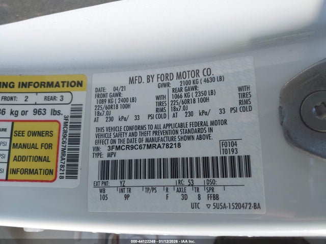 2021 FORD BRONCO SPORT 3FMCR9C67MRA78218 Photo 8