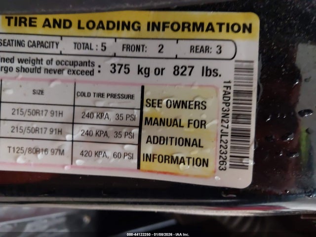1FADP3N27JL223263 Ford Focus Titanium