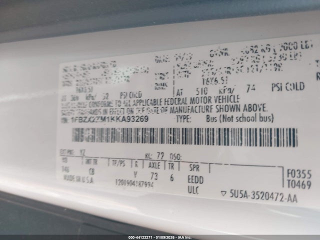 1FBZX2ZM1KKA93269 Ford Transit-350 Xlt