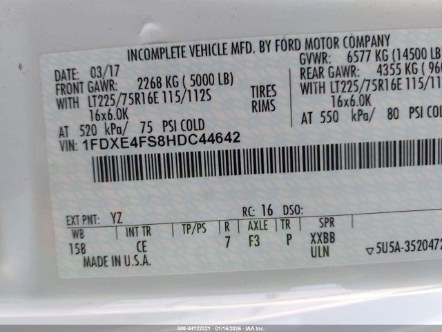Ford E-450 Cutaway 2017 1FDXE4FS8HDC44642 Image 8