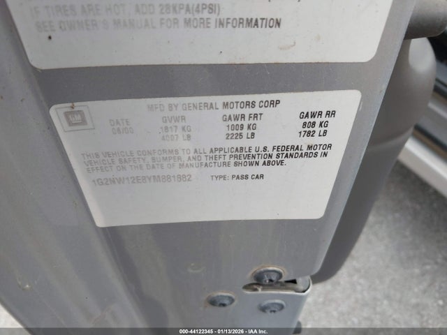 2000 PONTIAC GRAND AM 1G2NW12E8YM881882 Photo 8