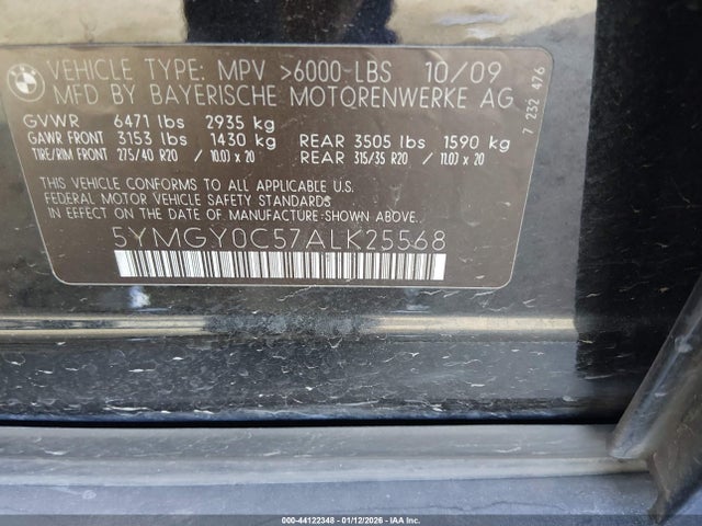 2010 BMW X5 M 5YMGY0C57ALK25568 Photo 8