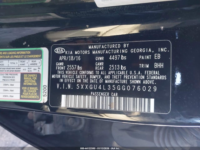 5XXGU4L35GG076029 KIA OPTIMA EX
