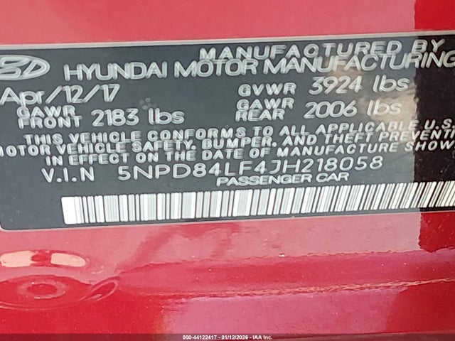 2018 HYUNDAI ELANTRA 5NPD84LF4JH218058 Photo 8