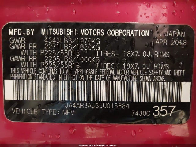 2018 MITSUBISHI OUTLANDER SPORT JA4AR3AU3JU015884 Photo 8