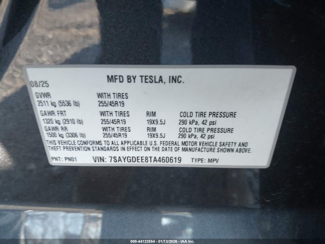 2026 TESLA MODEL Y 7SAYGDEE8TA460619 Photo 8